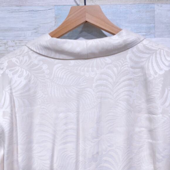 H&M Floral Jacquard Tie Waist Blazer Cream Lined Pockets One Button Womens US 12 - Picture 5 of 8